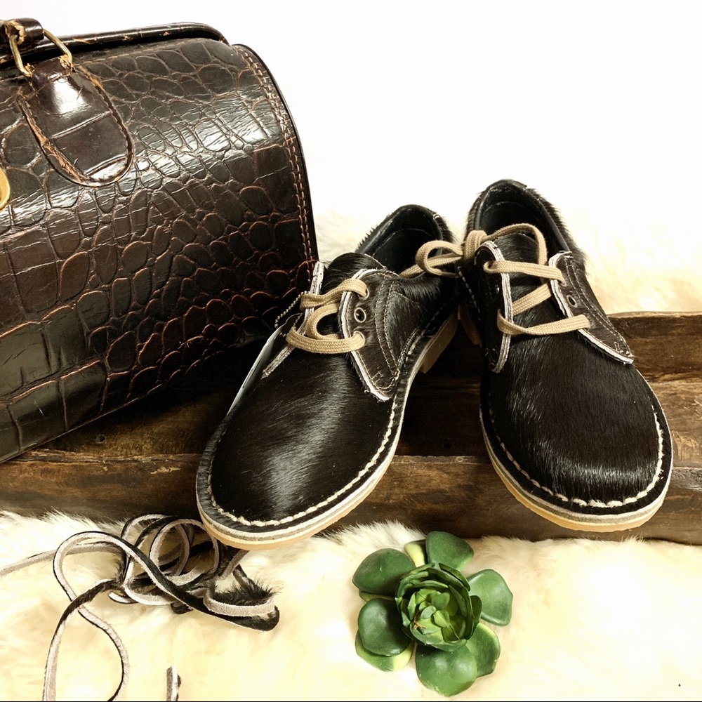 NWT Uwezo Calf Hair Desert Lace Up Oxford Shoes